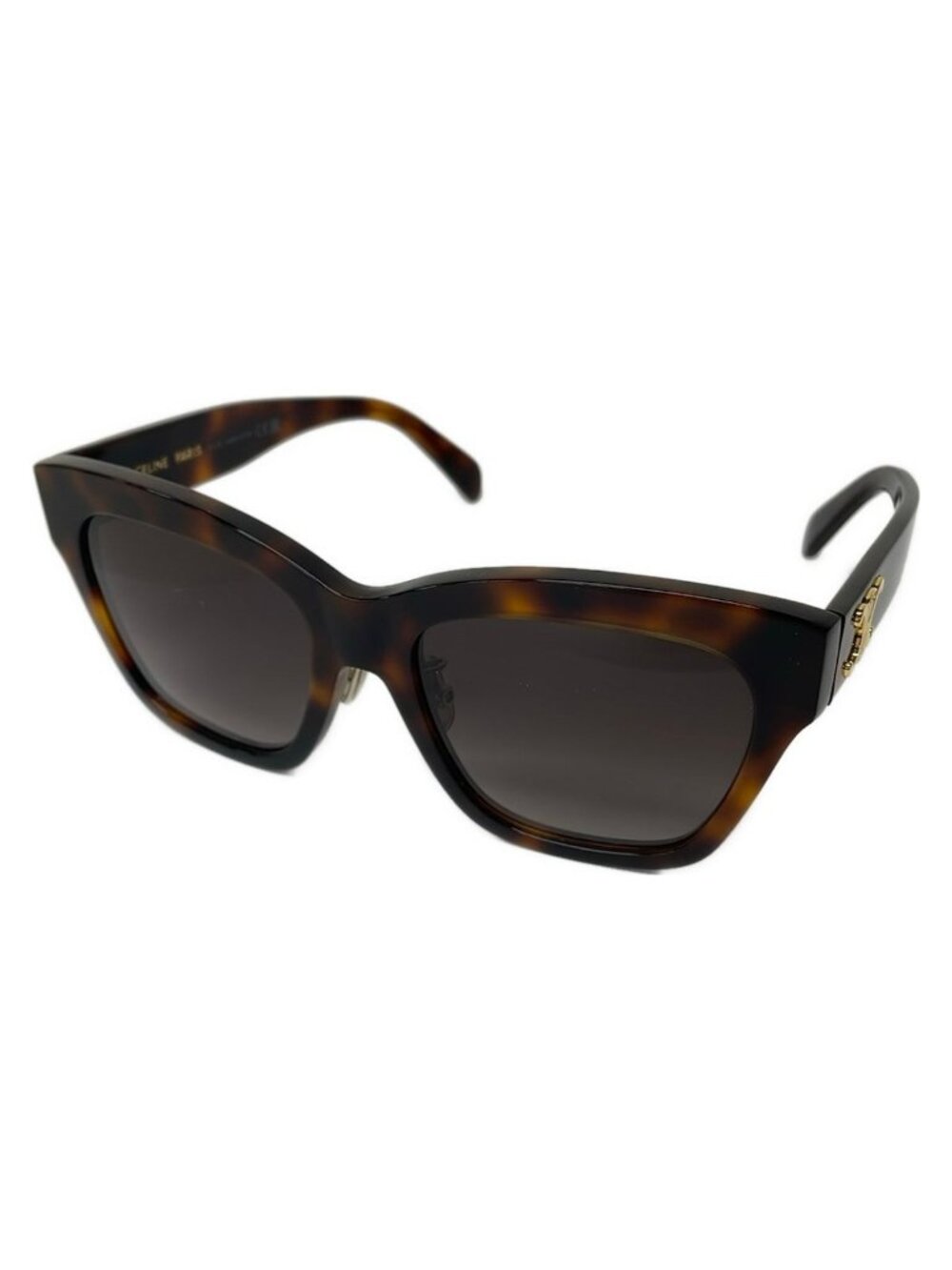 Celine Sunglasses Dark Brown Gold Triomphe Tortoiseshell Eyewear - Picture 1 of 6